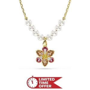 Swarovski Idyllia Pendant | Crystal Pearl Flower Multicoloured Gold-tone Plated